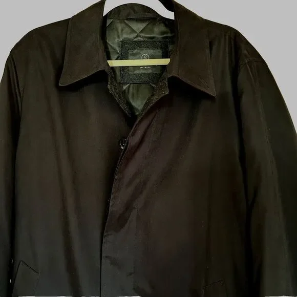 Schneiders Salzburg Men's Black Microfiber Trench Coat Wool Blend Lining Size 40
